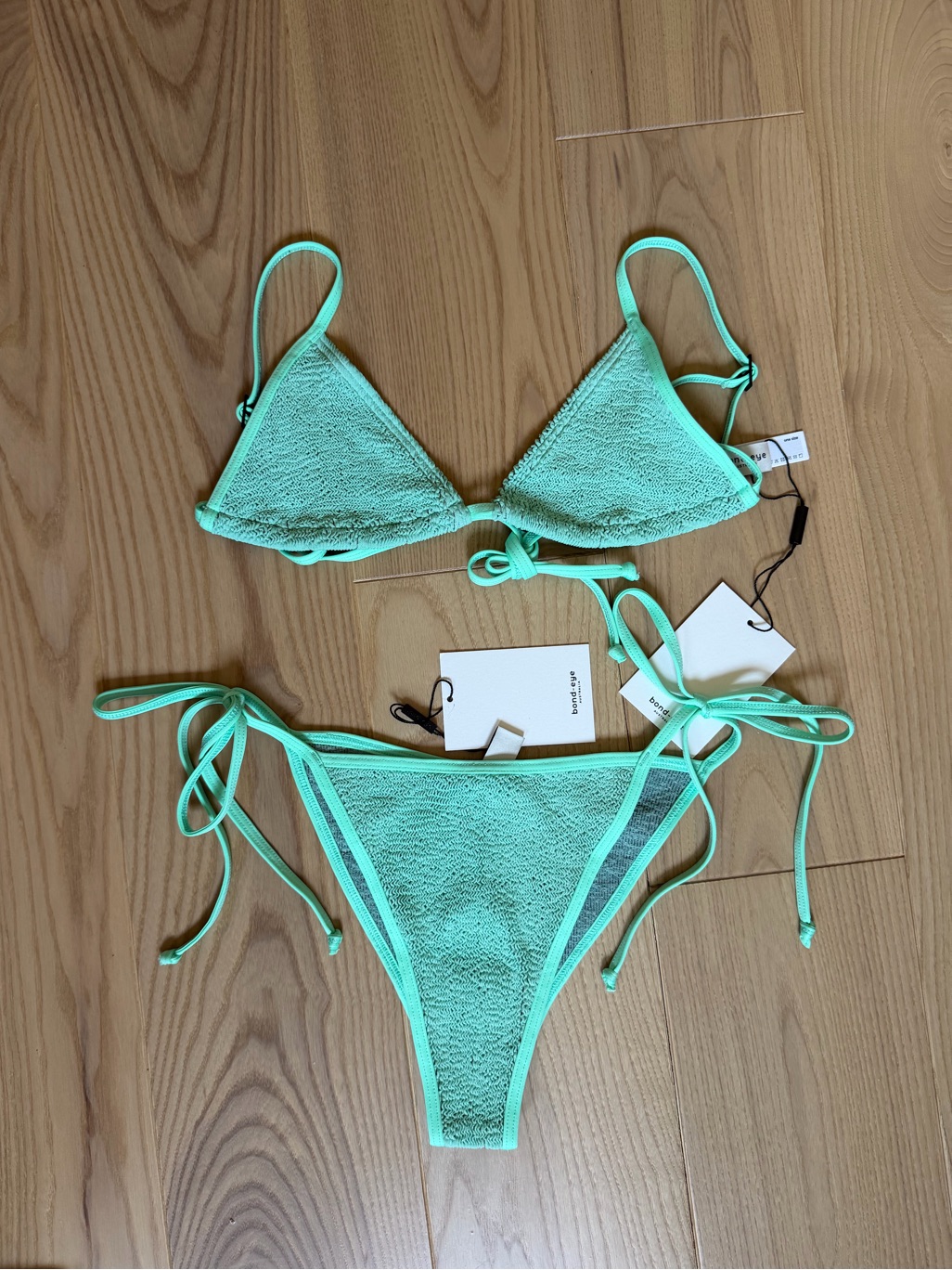 New Bond-Eye Swim Bikini Set Luana Triangle Bikini Top Anisha Side Tie Brief Nwt